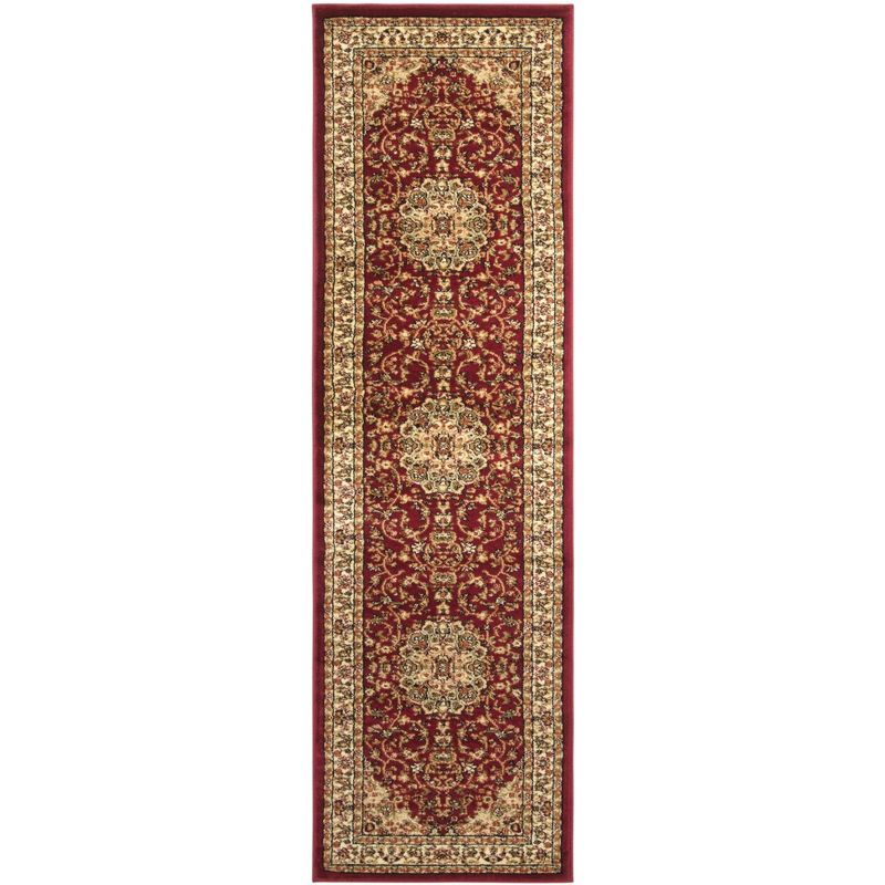 Red and Ivory Floral Synthetic Tufted Area Rug