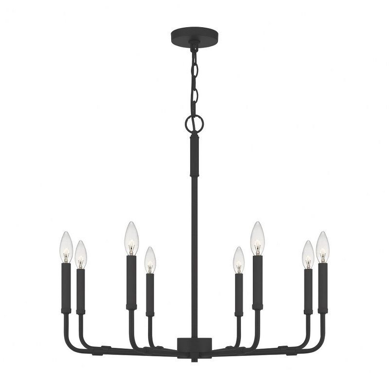 Matte Black 28-Inch 8-Light Steel Candle Chandelier