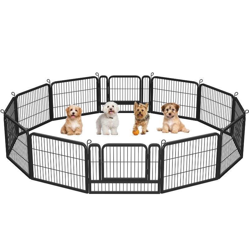 Black Heavy Duty Metal 12-Panel Pet Playpen