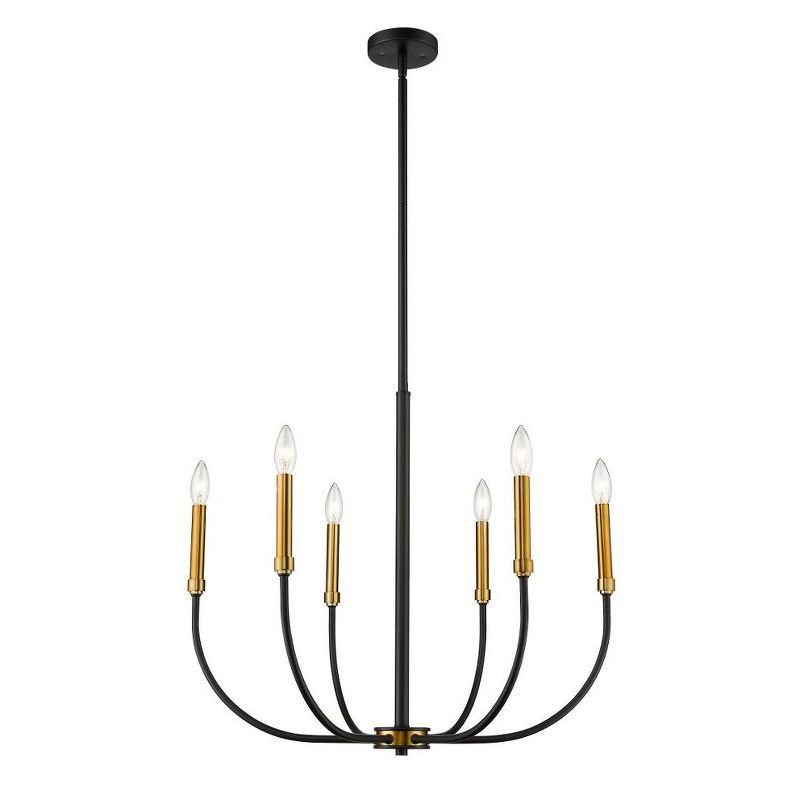 Haylie 106.25" Brass and Black Steel 6-Light Chandelier