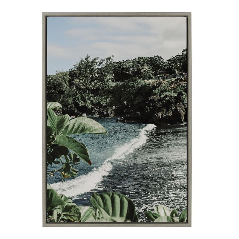 Aloha Kai Coastal Landscape Framed Canvas Print, 23x33, Gray