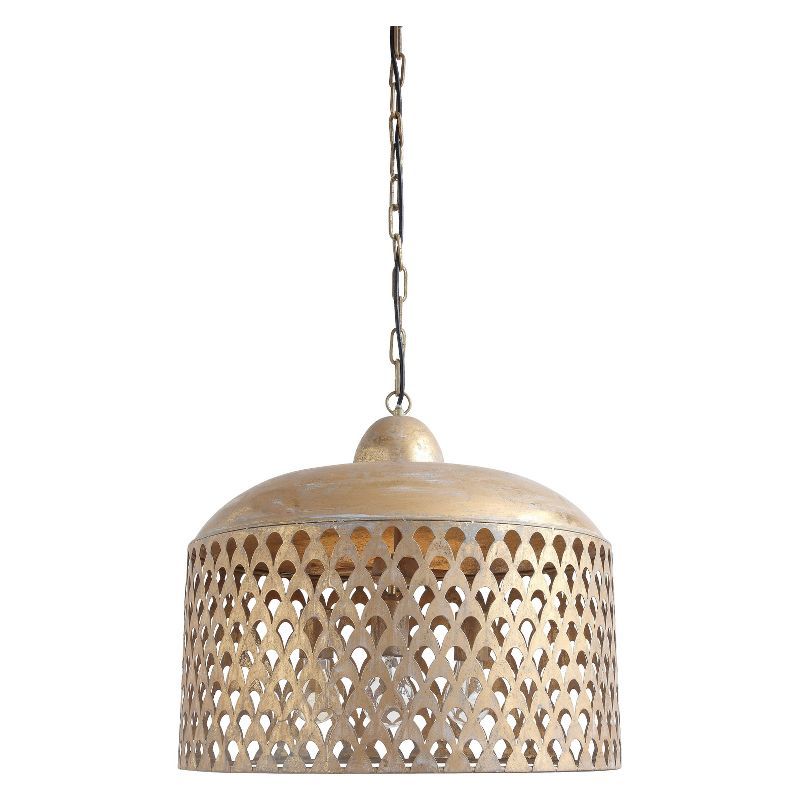 Vintage Gold Metal Pendant Light with Cutout Design