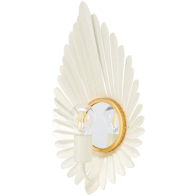 Ivory and Gold Leaf Direct Wired Wall Sconce