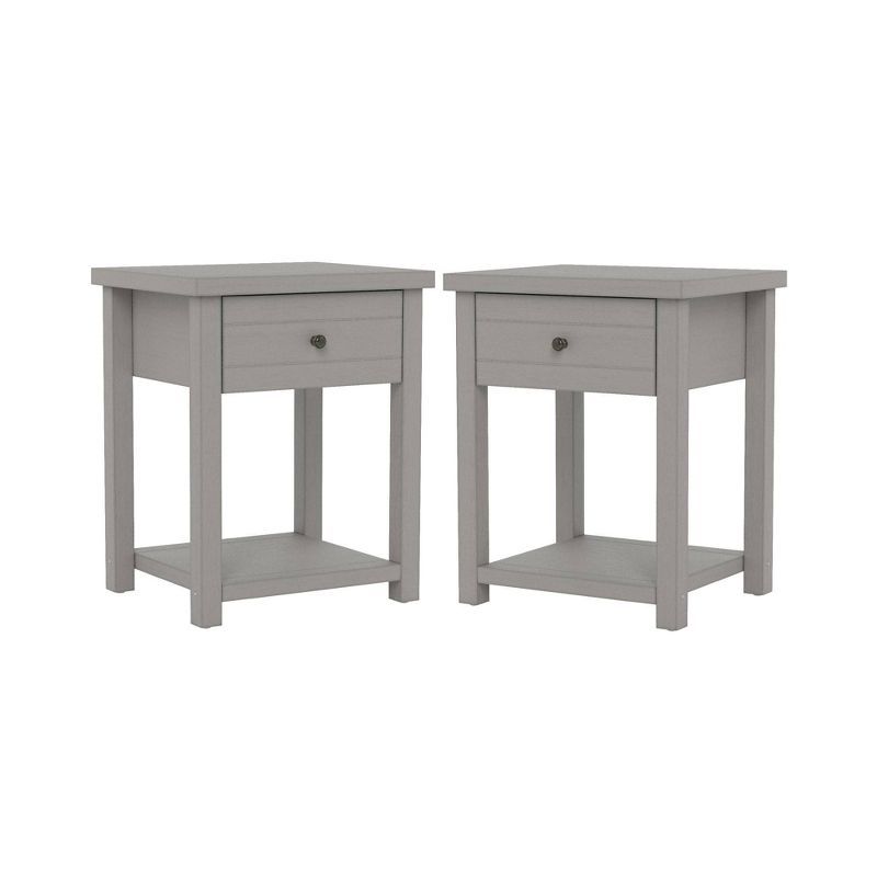 Gray Hardwood Accent Tables with Storage, Set of 2