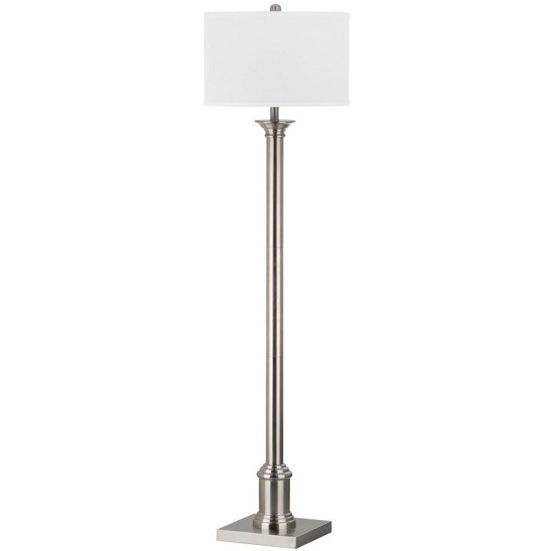 Livia 60" Nickel Floor Lamp with White Cotton Shade