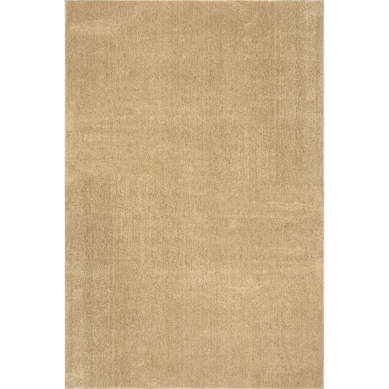 Pastel Orange Solid Washable Synthetic Area Rug 5' 3" x 8'