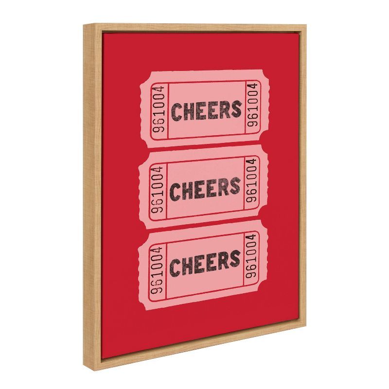 Cheers Pink and Red Ticket Framed Canvas Print, 18x24