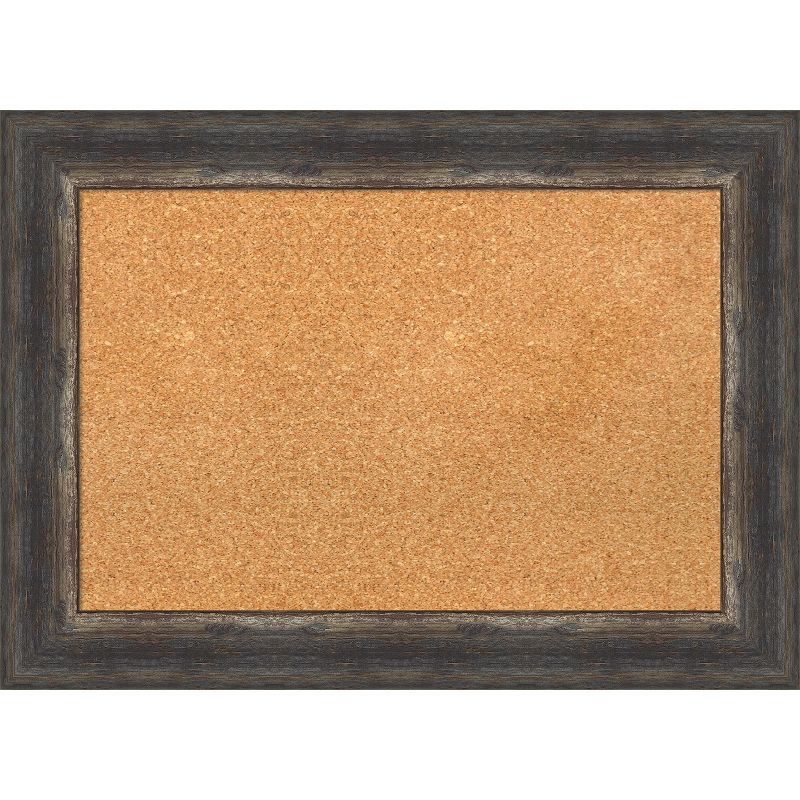 Natural Cork Board with Bark Rustic Char Frame, 29x21 inches