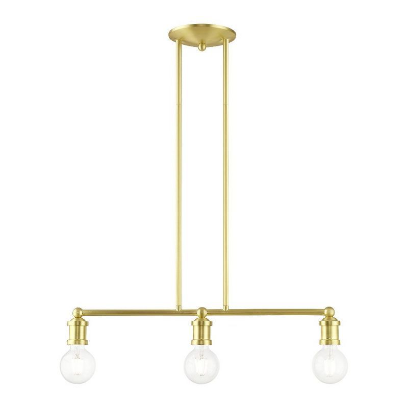 Lansdale Satin Brass 3-Light Linear Chandelier with Exposed Bulbs