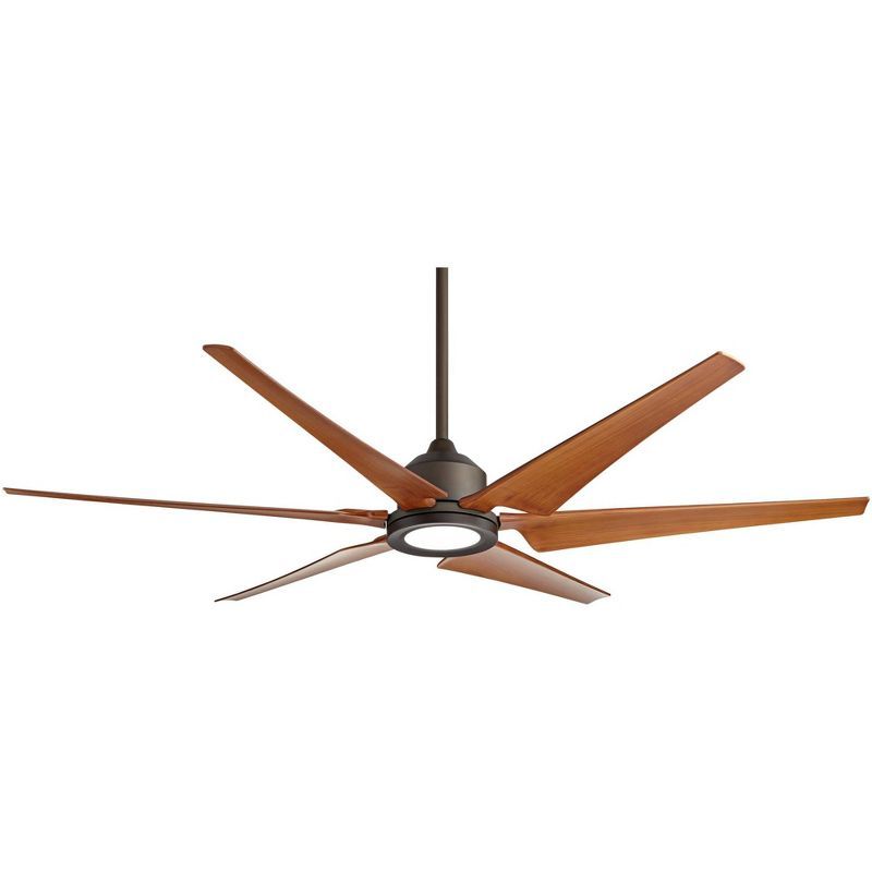 72" Oil Rubbed Bronze and Wood Ceiling Fan with LED Light and Remote