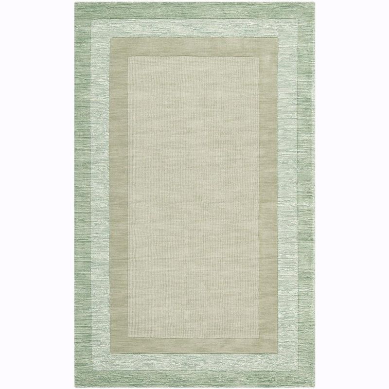 Green and Beige Hand-Tufted Wool Area Rug 4' x 6'