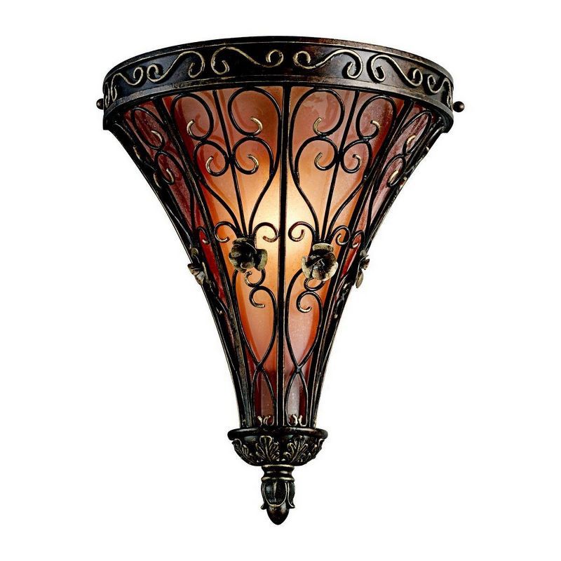 Marchesa Classic Terrene Bronze Wall Sconce with Piastra Glass Shade