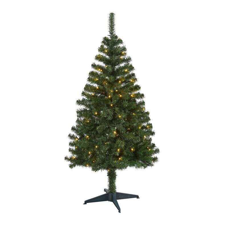 4ft Pre-Lit Northern Tip Pine Artificial Christmas Tree with Clear LED Lights