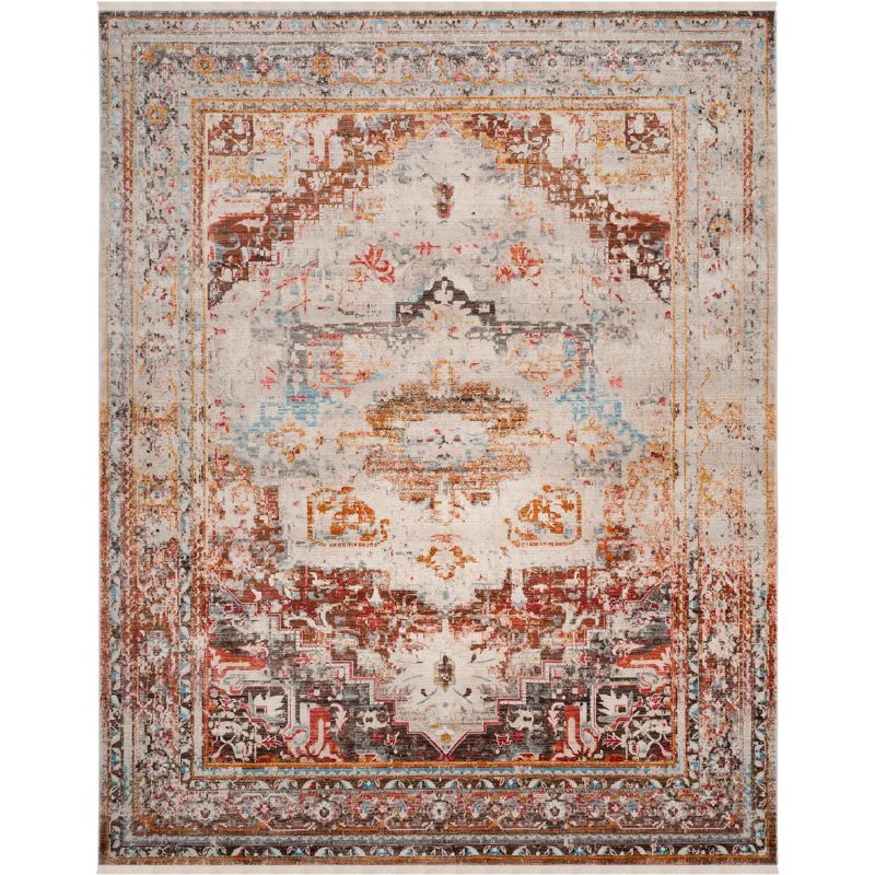 Vintage Persian Cream and Multicolor Synthetic Area Rug