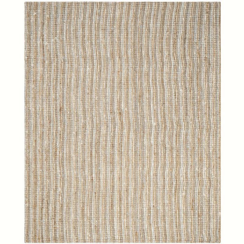 Hand-Knotted Coastal Chic Wool Square Rug in Natural/Grey