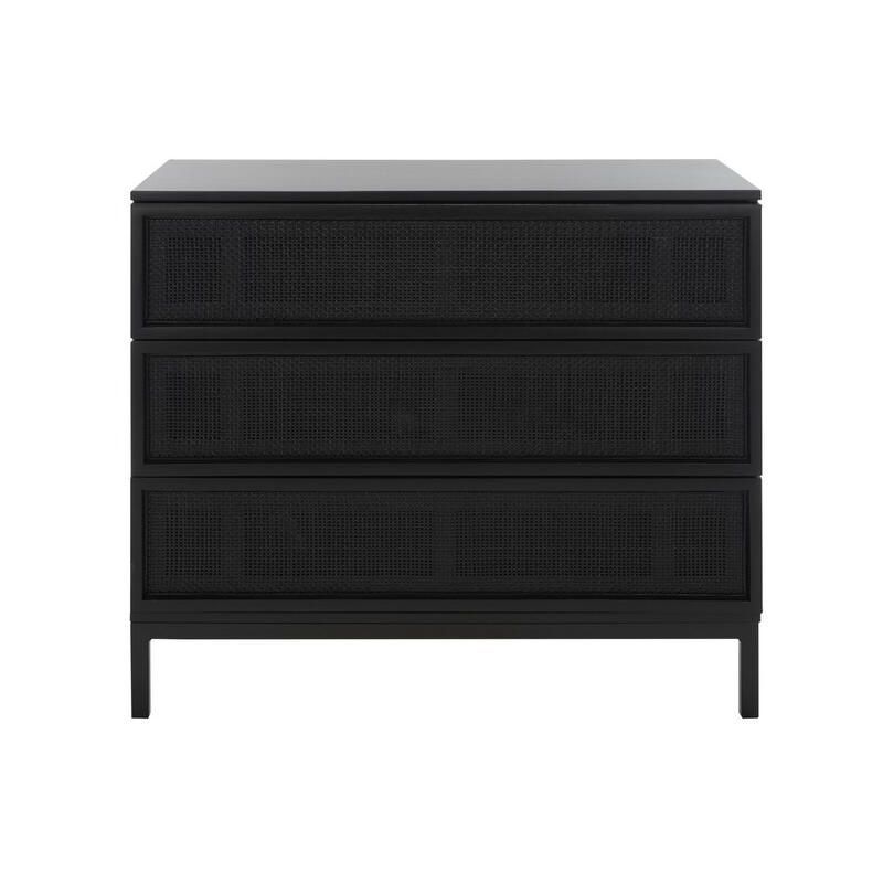 Coastal Chic Black Rattan 3-Drawer Chest (34"W x 18"D x 30"H)