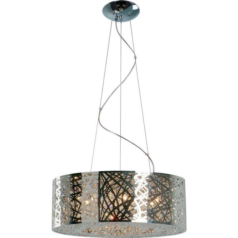 Inca Mini 9-Light LED Polished Chrome Drum Pendant with Crystal Accents