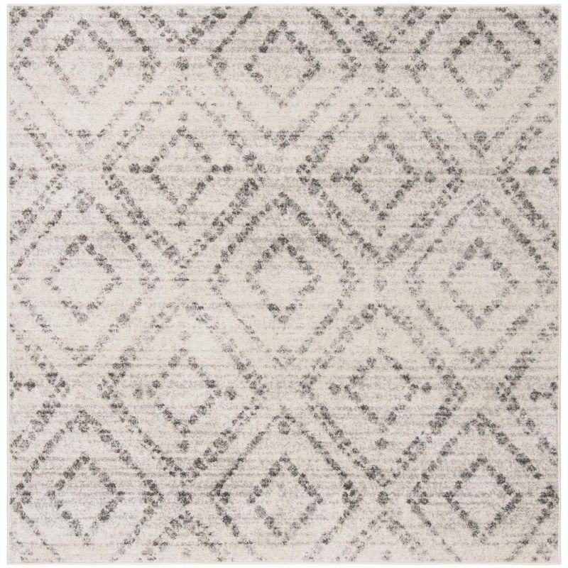 Adirondack Light Grey and Gray 6' Square Geometric Area Rug