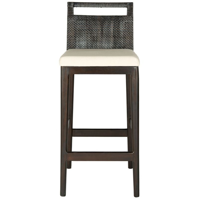 Darin Black and White Mahogany Bar Stool with Acrylic Cushion
