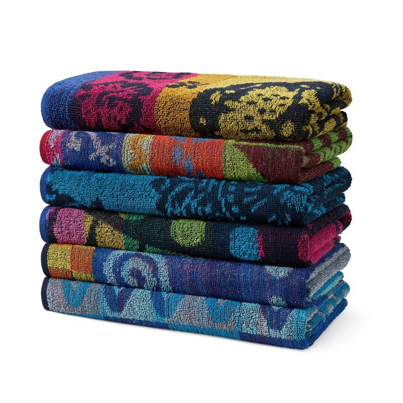 Assorted Color Cotton Fish Theme Bath Towels, 6-Pack