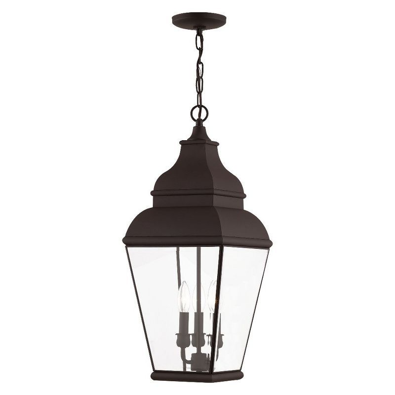 Exeter Bronze 3-Light Outdoor Pendant Lantern with Clear Glass