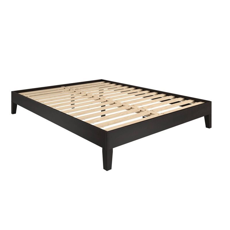 Nix Black Pine Wood Queen Platform Bed with Drawer