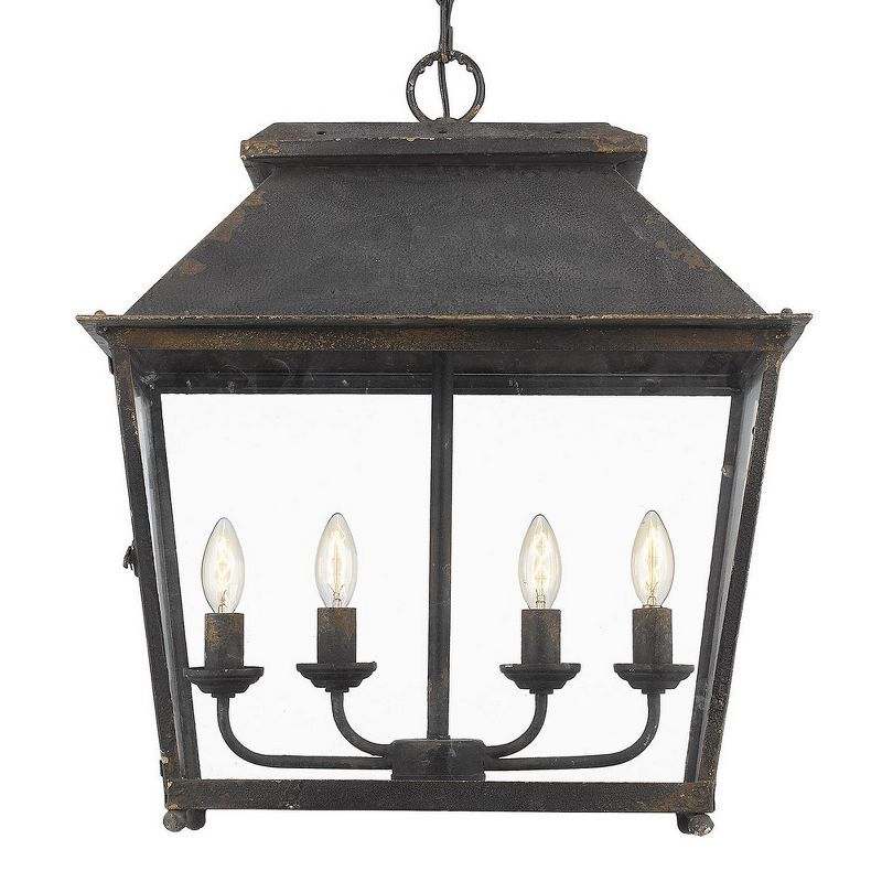 Abingdon Cozy Lantern-Style 4-Light LED Pendant in Antique Black Iron