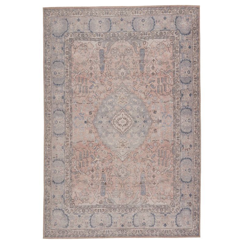 Serene Blue Medallion 5' x 7' Easy Care Synthetic Area Rug