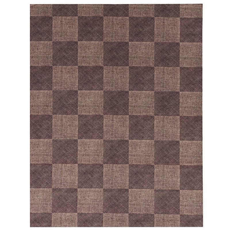 Rustic Brown/Black Synthetic 6x8ft Non-Slip Outdoor Rug