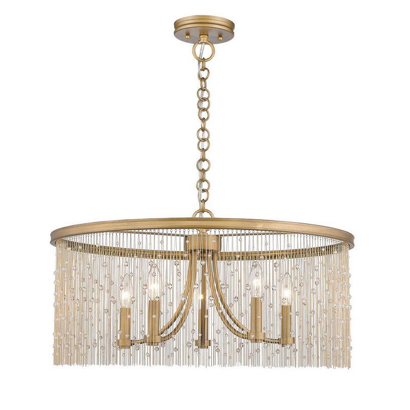 Peruvian Gold 25" Crystal Bead 5-Light Chandelier