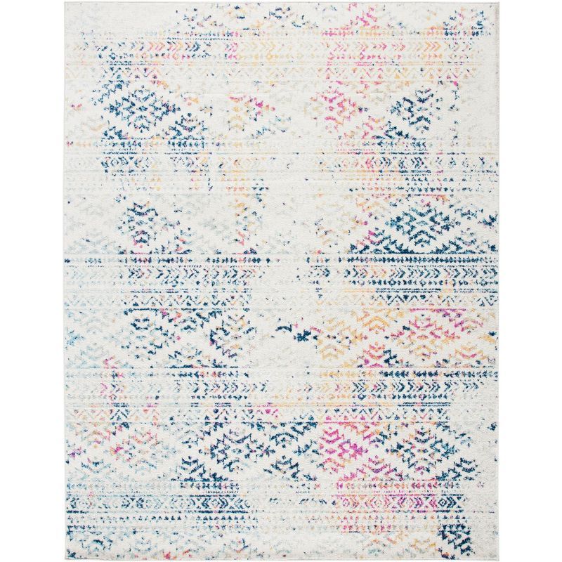 Ivory Geometric 8' x 10' Hand-knotted Synthetic Area Rug