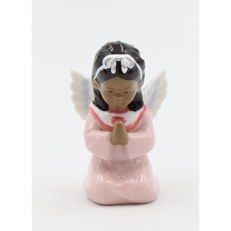 Ceramic Praying Angel Girl Figurine in Pink Dress