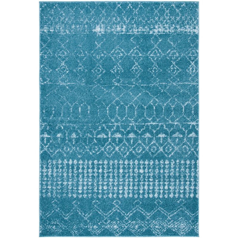 Turquoise Blue Moroccan Geometric Area Rug 5'3" x 7'6"