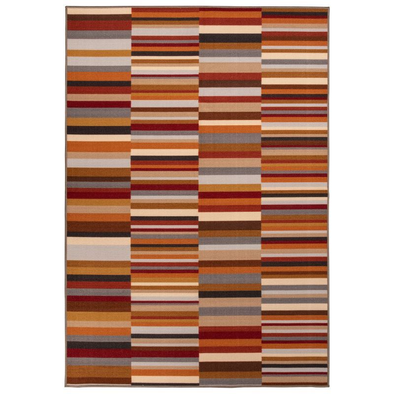 Modern Multicolor Striped Synthetic Indoor Outdoor Area Rug