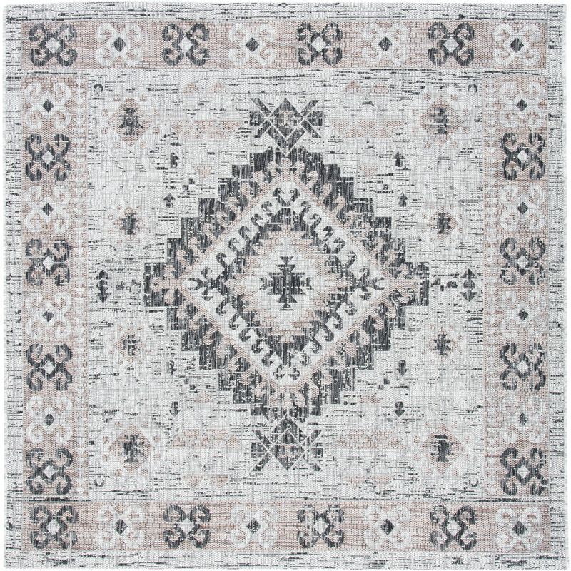 Courtyard Gray Square Easy-Care Synthetic Indoor/Outdoor Area Rug
