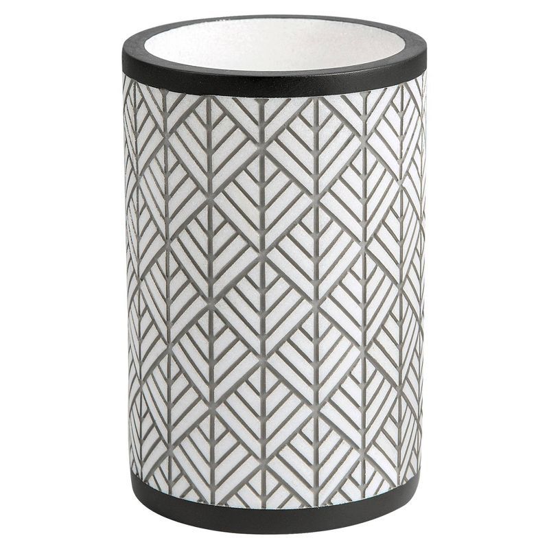 Charcoal and White Geometric Resin Bathroom Tumbler