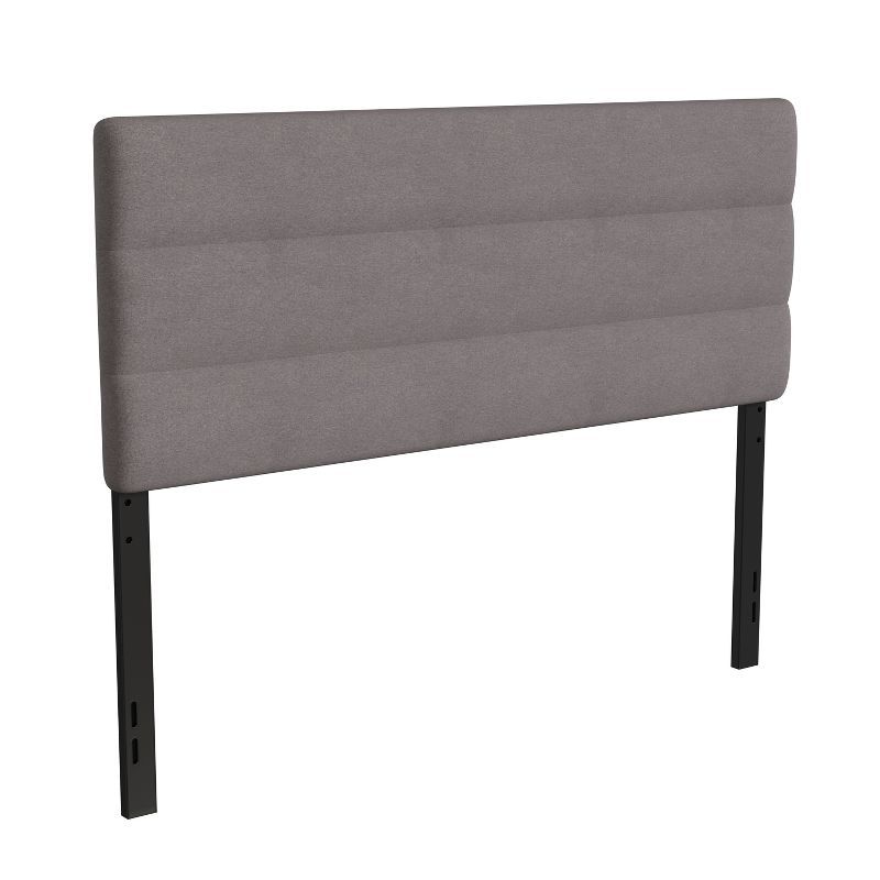 Gray Tufted Faux Linen Upholstered Queen Headboard