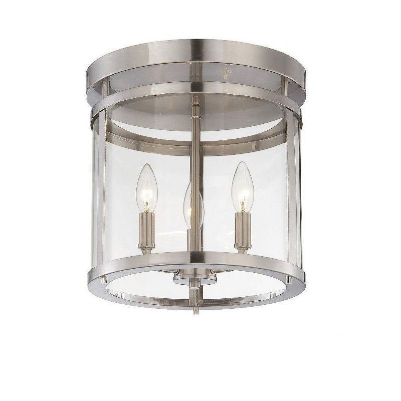 Penrose 3-Light Satin Nickel and Clear Glass Semi-Flush Mount