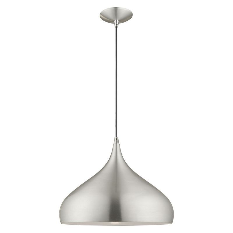 Brushed Aluminum Mini Pendant Light with White Interior