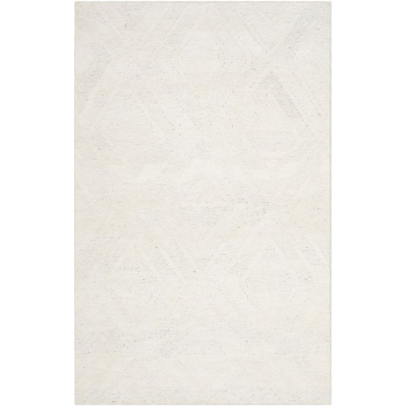 Ivory Kilim Handwoven Wool and Viscose 4' x 6' Area Rug