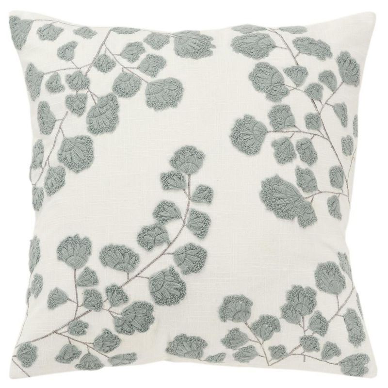 Rizzy Home 20"x20" Gray and Ivory Embroidered Cotton Pillow