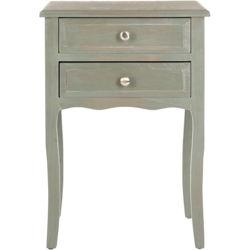 Charming Ash Grey 2-Drawer Transitional Wood End Table