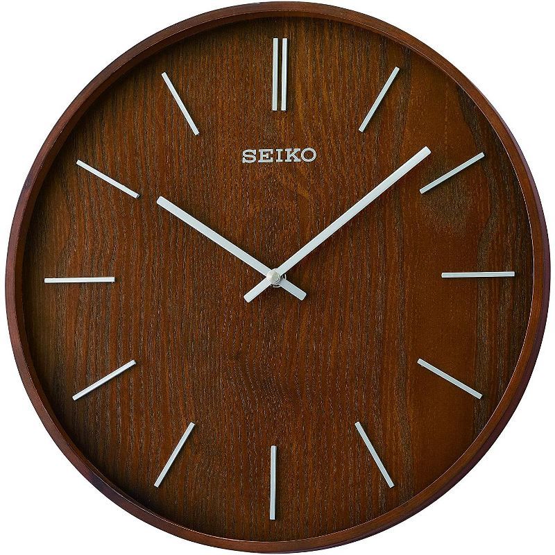 Seiko 13" Brown Ash Veneer Wooden Wall Clock