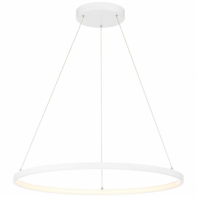 Matte Black and White Contemporary LED Drum Pendant Light