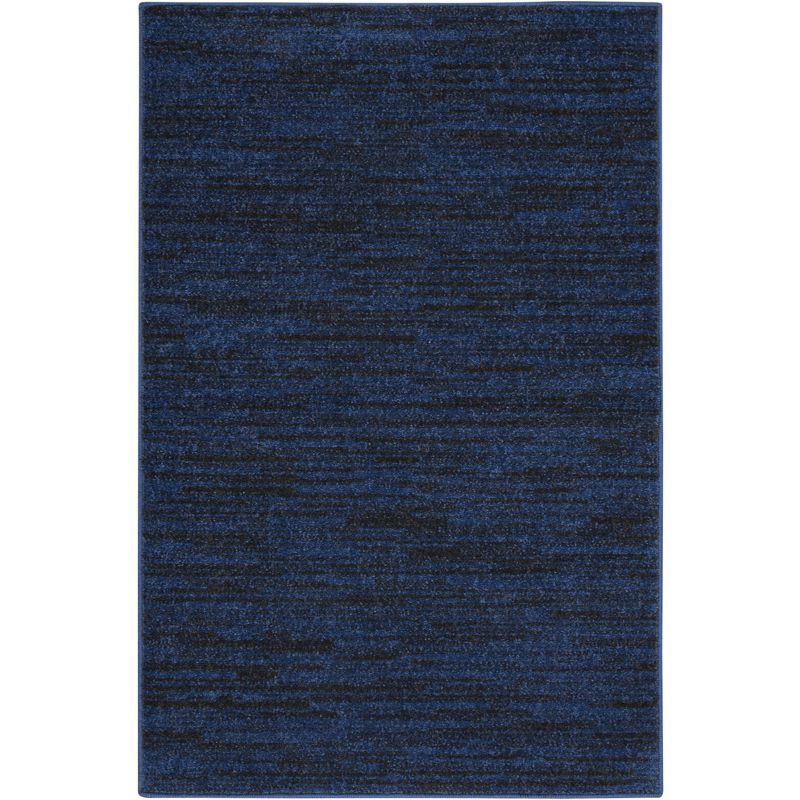 Essential Midnight Blue 2' x 4' Flat Woven Synthetic Area Rug