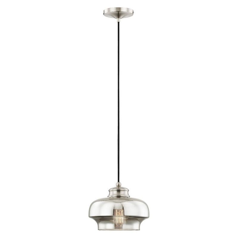 Sleek Smoke Glass Globe Mini Pendant in Brushed Nickel