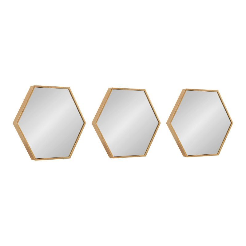 Rhodes Gold Hexagon Wall Mirror Set, 14x16 inches