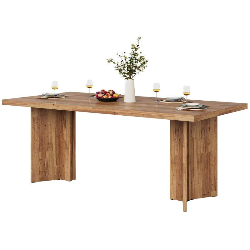 Walnut 63" Rustic Rectangular Dining Table for 6