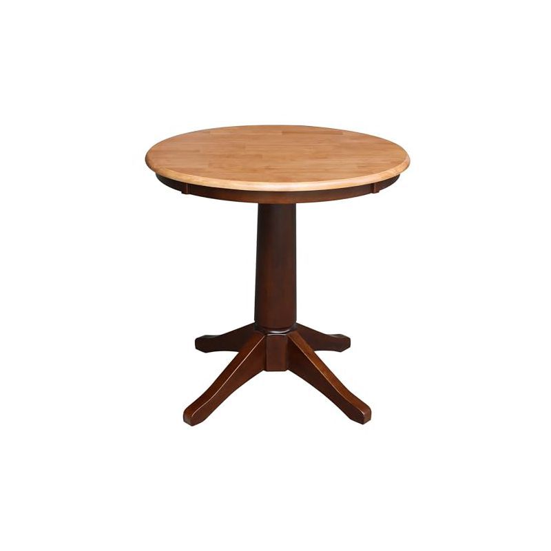 30" Round Cinnamon and Espresso Wood Pedestal Dining Table