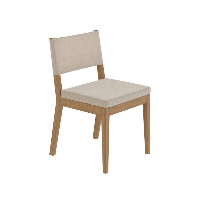 Linus Light Brown Upholstered Side Chair with Rubberwood Legs